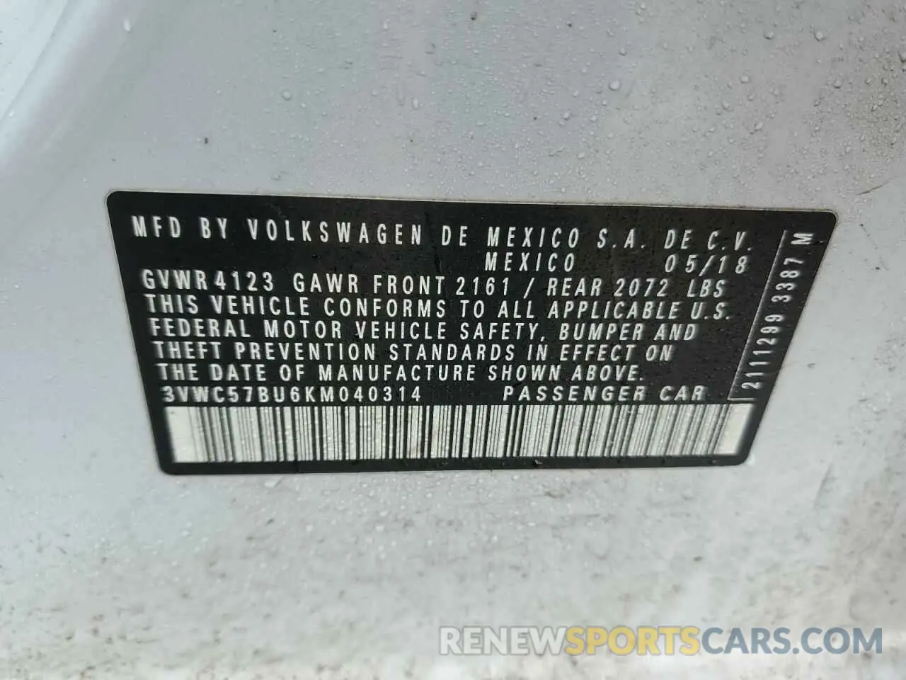 12 Photograph of a damaged car 3VWC57BU6KM040314 VOLKSWAGEN JETTA 2019