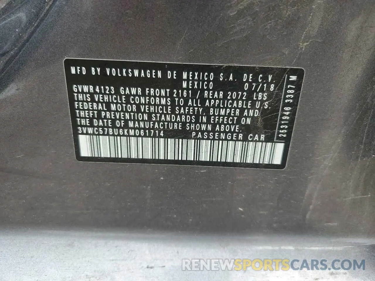 13 Photograph of a damaged car 3VWC57BU6KM061714 VOLKSWAGEN JETTA 2019