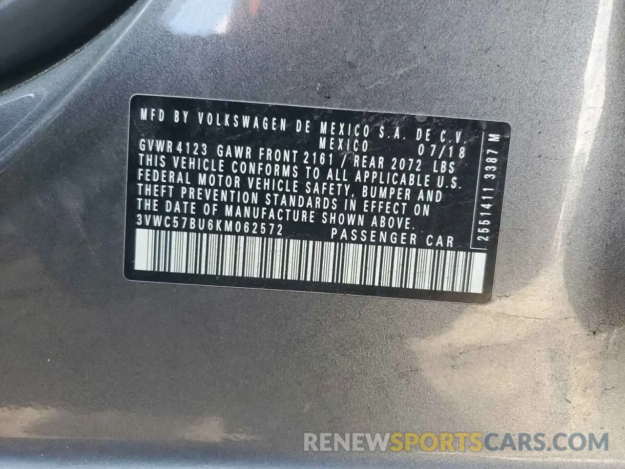 14 Photograph of a damaged car 3VWC57BU6KM062572 VOLKSWAGEN JETTA 2019