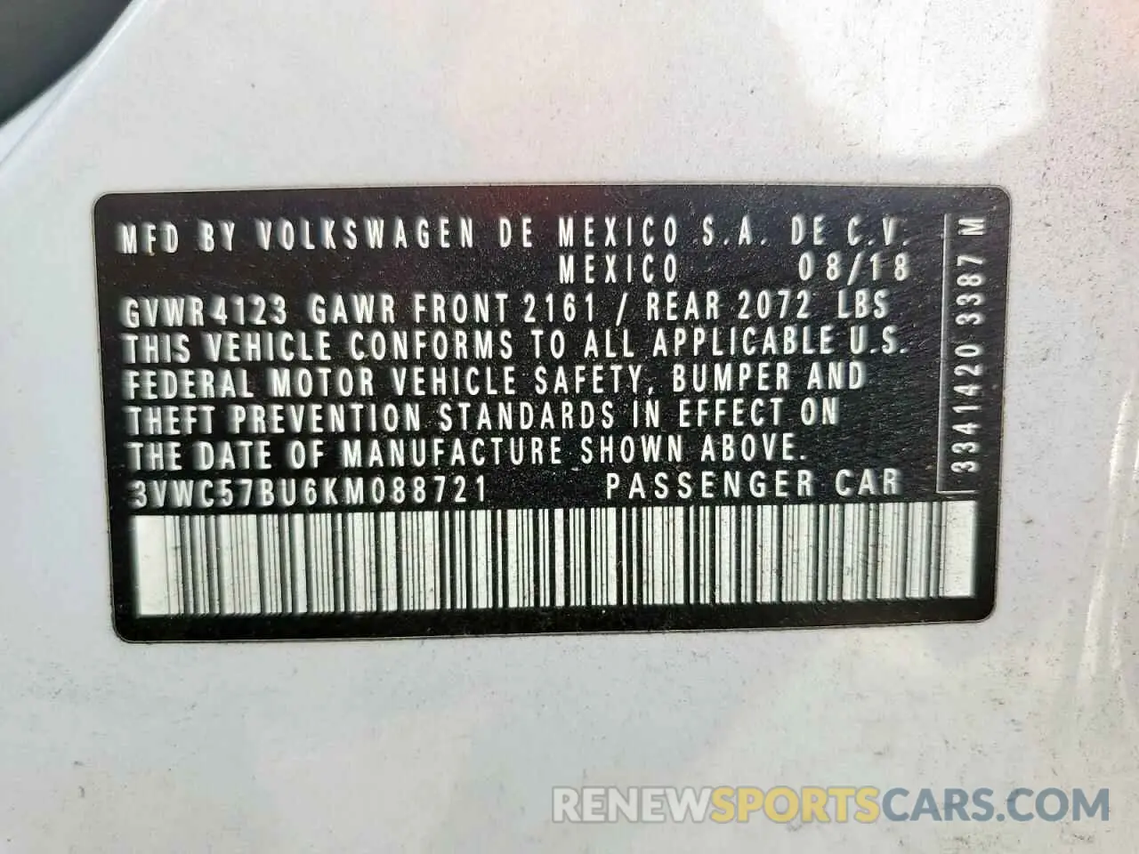 12 Photograph of a damaged car 3VWC57BU6KM088721 VOLKSWAGEN JETTA 2019