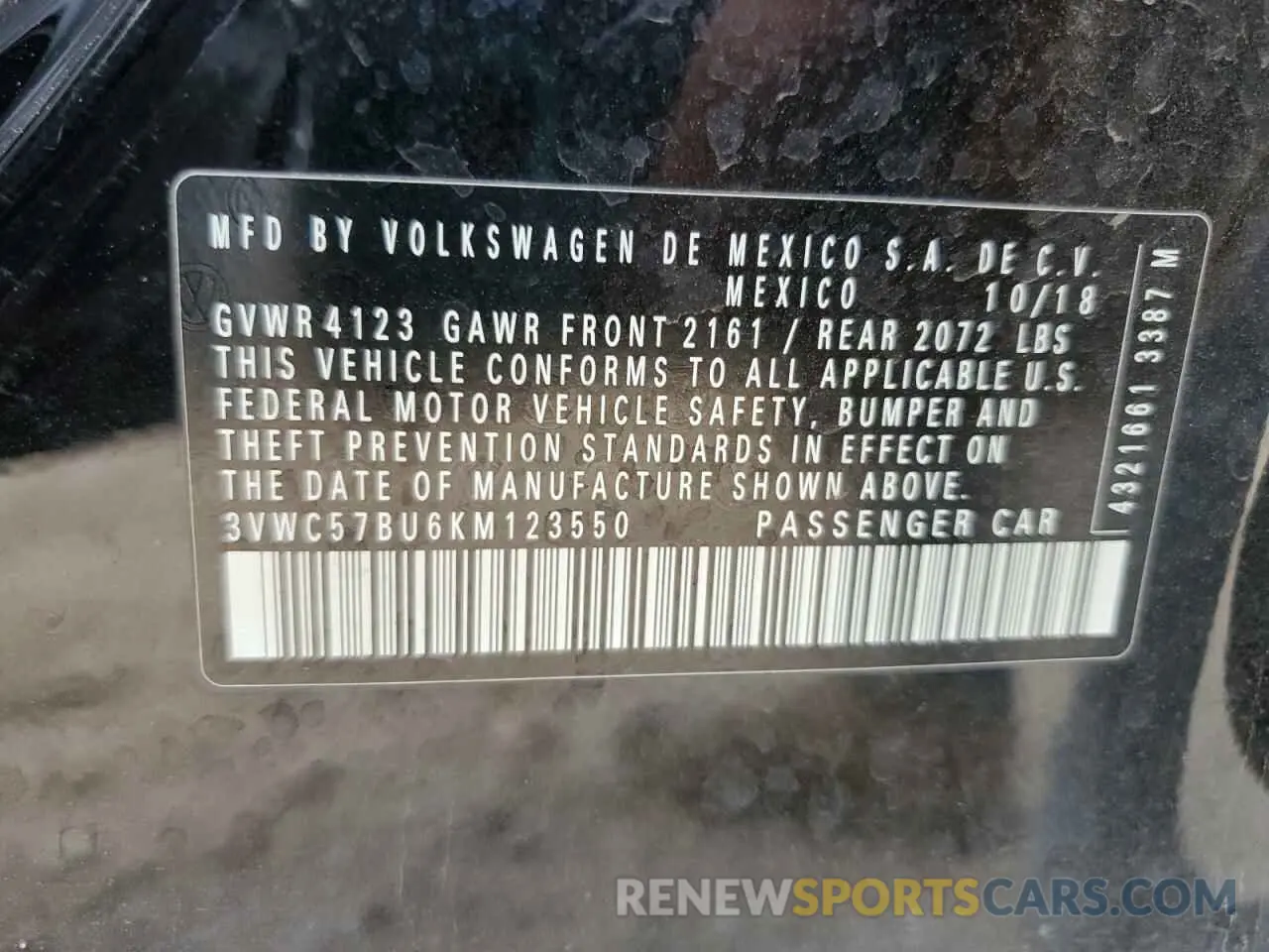 13 Photograph of a damaged car 3VWC57BU6KM123550 VOLKSWAGEN JETTA 2019