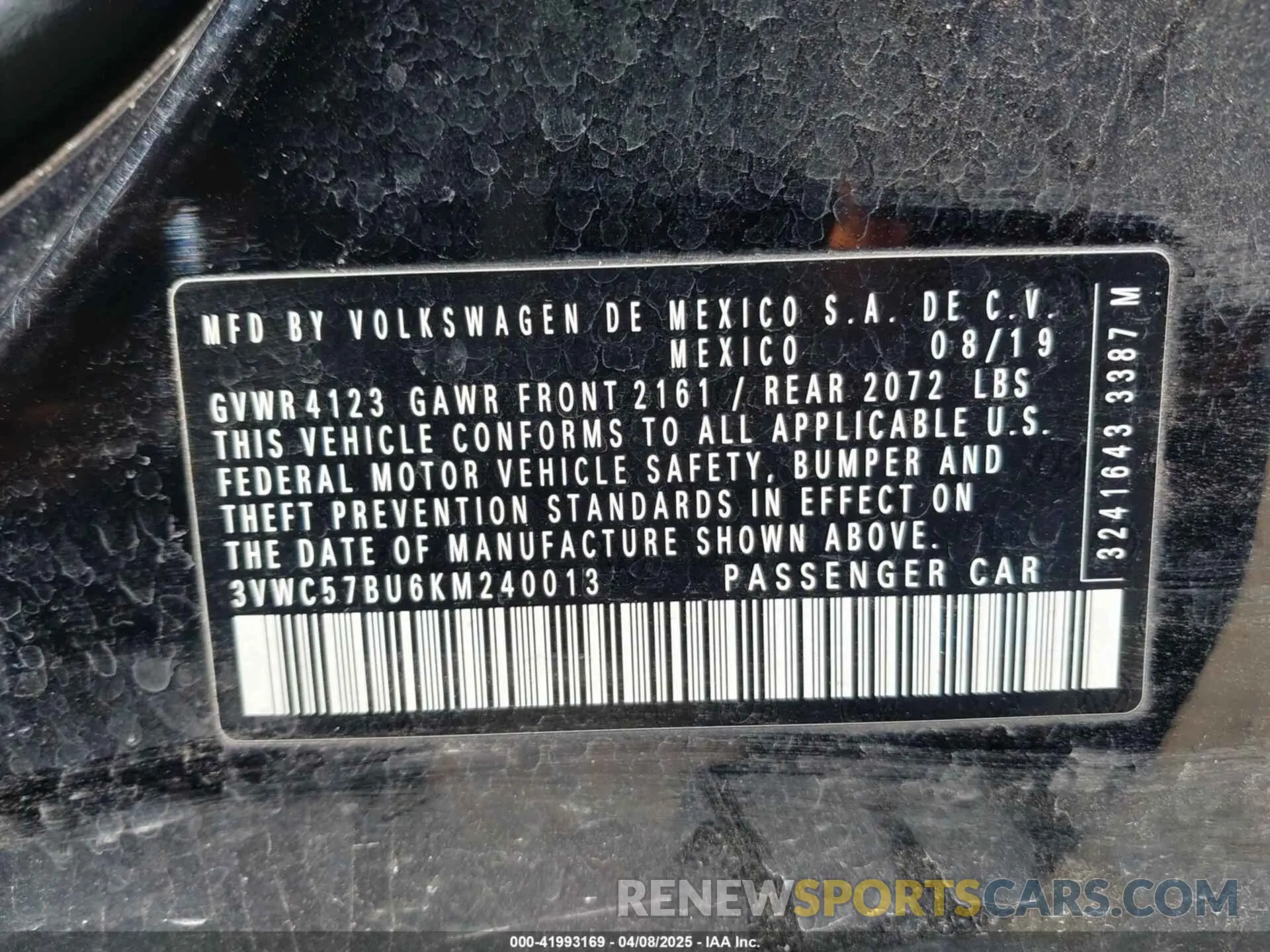 9 Photograph of a damaged car 3VWC57BU6KM240013 VOLKSWAGEN JETTA 2019