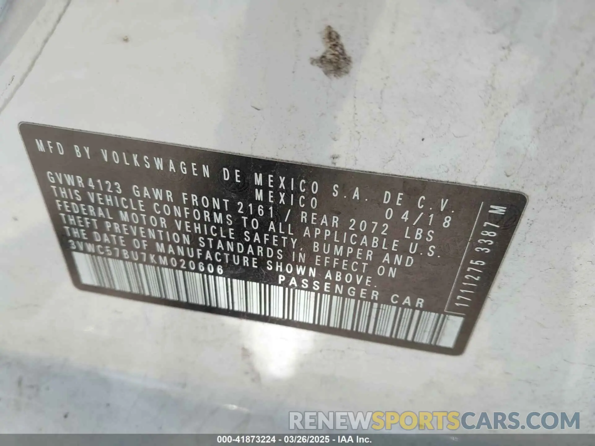 9 Photograph of a damaged car 3VWC57BU7KM020606 VOLKSWAGEN JETTA 2019