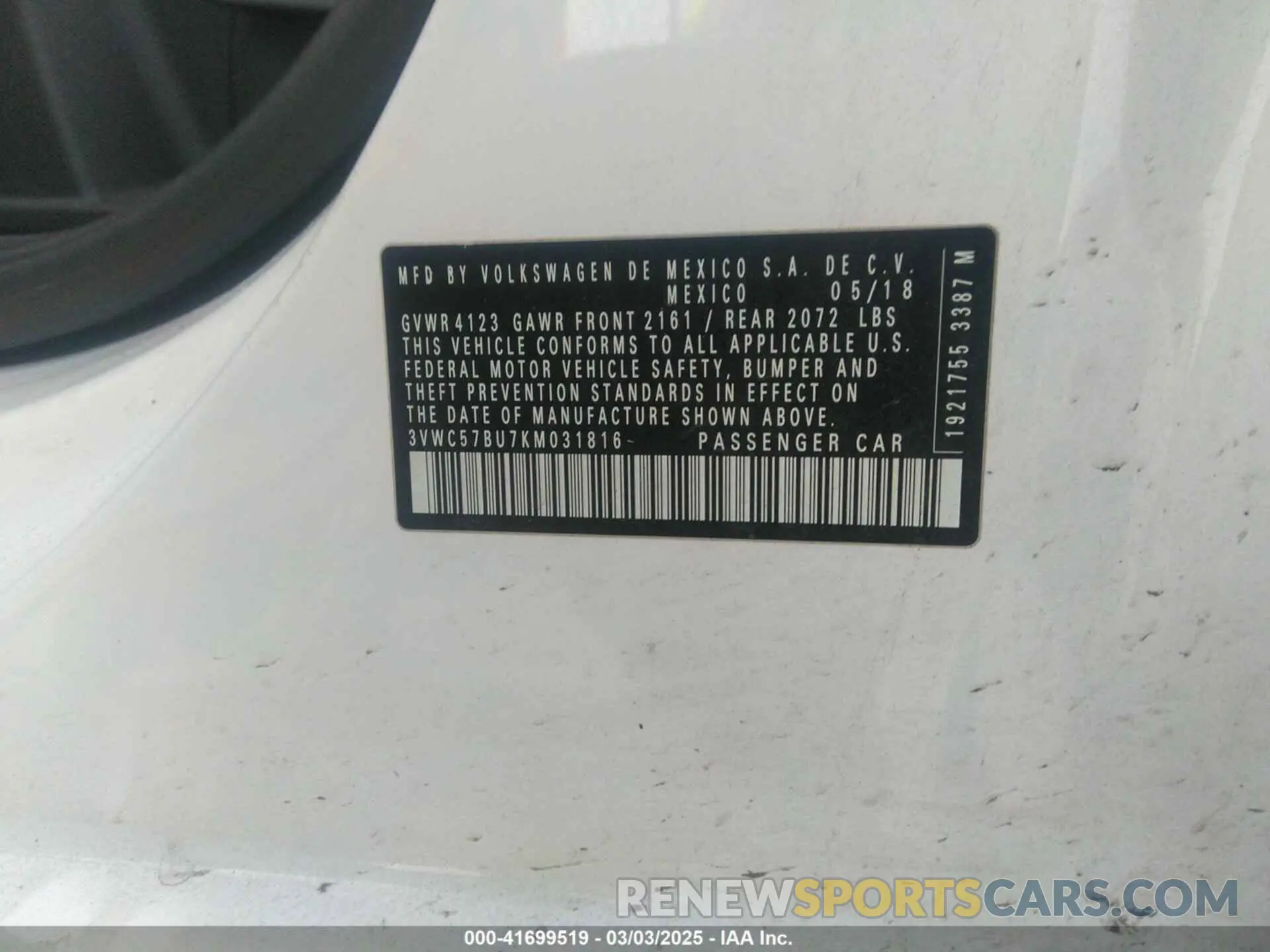 9 Photograph of a damaged car 3VWC57BU7KM031816 VOLKSWAGEN JETTA 2019