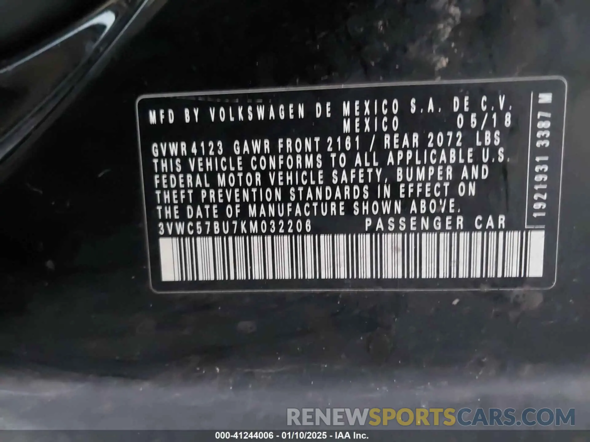 9 Photograph of a damaged car 3VWC57BU7KM032206 VOLKSWAGEN JETTA 2019