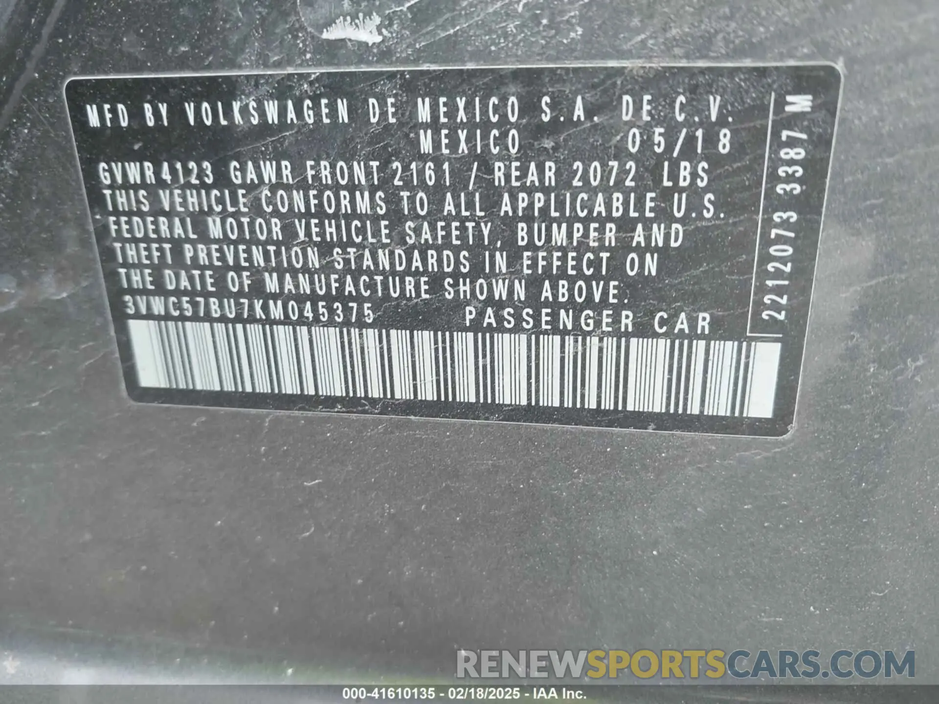 9 Photograph of a damaged car 3VWC57BU7KM045375 VOLKSWAGEN JETTA 2019