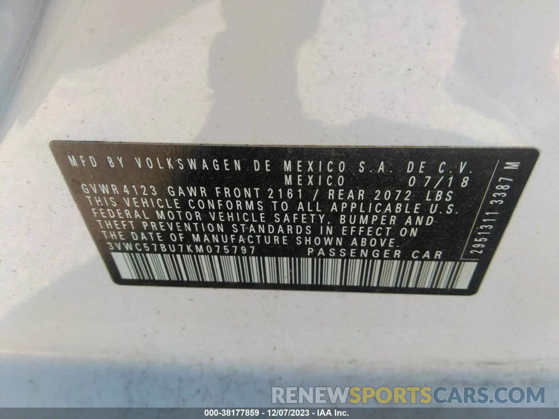 9 Photograph of a damaged car 3VWC57BU7KM075797 VOLKSWAGEN JETTA 2019