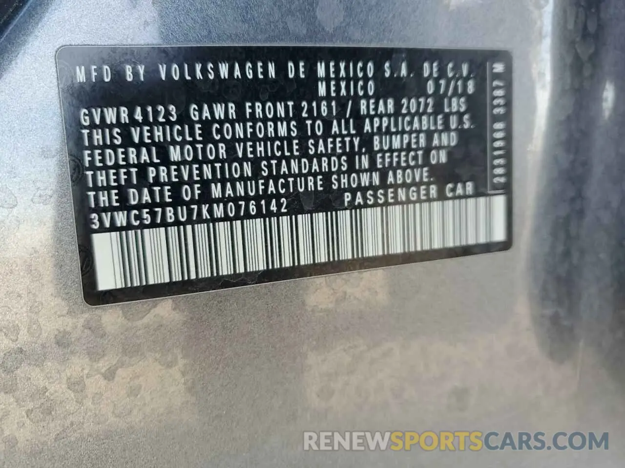 12 Photograph of a damaged car 3VWC57BU7KM076142 VOLKSWAGEN JETTA 2019