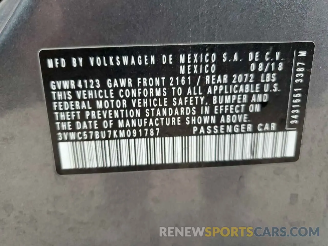 12 Photograph of a damaged car 3VWC57BU7KM091787 VOLKSWAGEN JETTA 2019