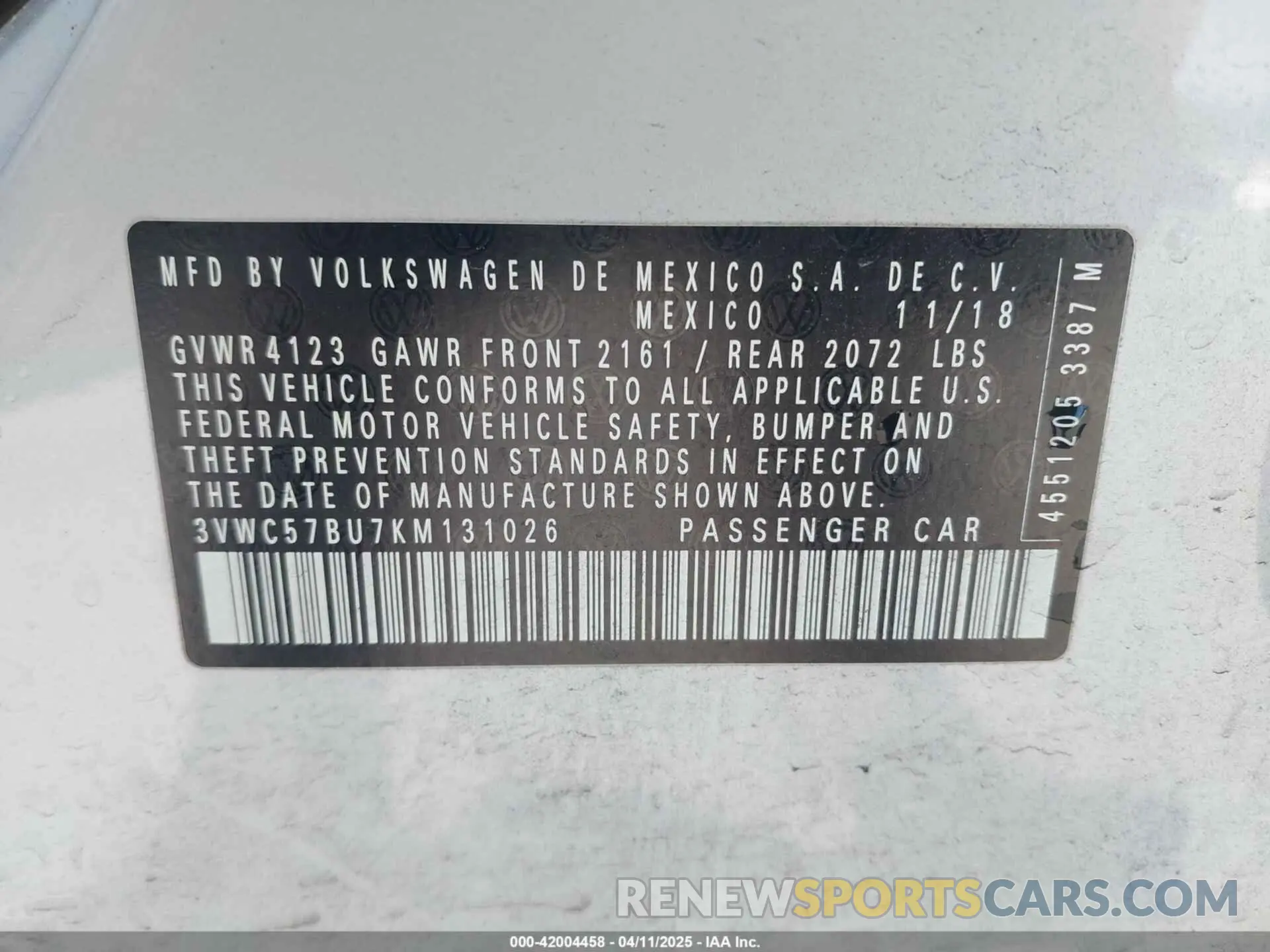9 Photograph of a damaged car 3VWC57BU7KM131026 VOLKSWAGEN JETTA 2019