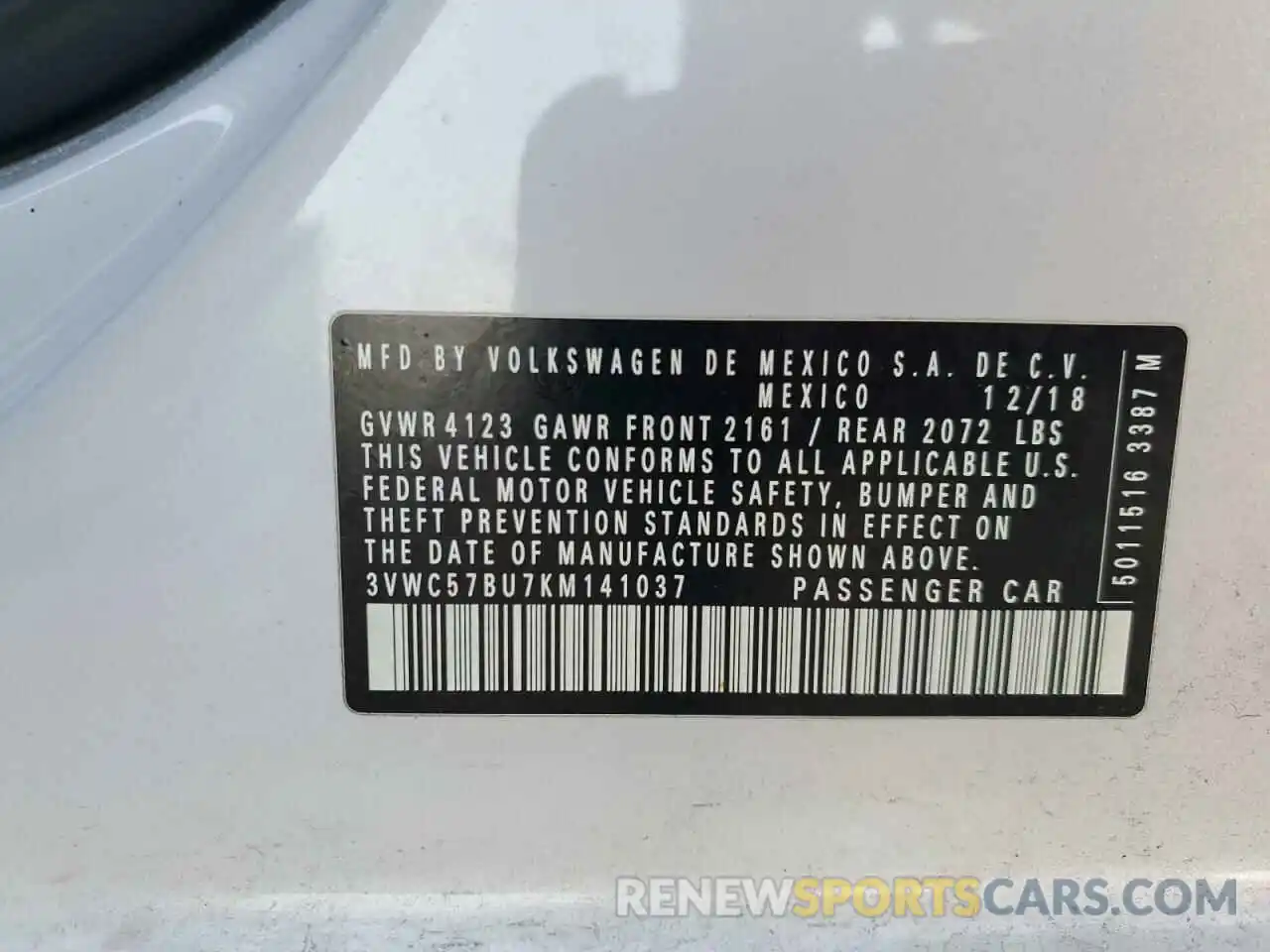 13 Photograph of a damaged car 3VWC57BU7KM141037 VOLKSWAGEN JETTA 2019