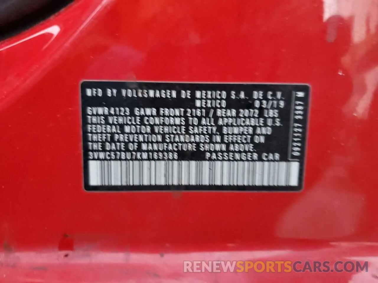 12 Photograph of a damaged car 3VWC57BU7KM169386 VOLKSWAGEN JETTA 2019