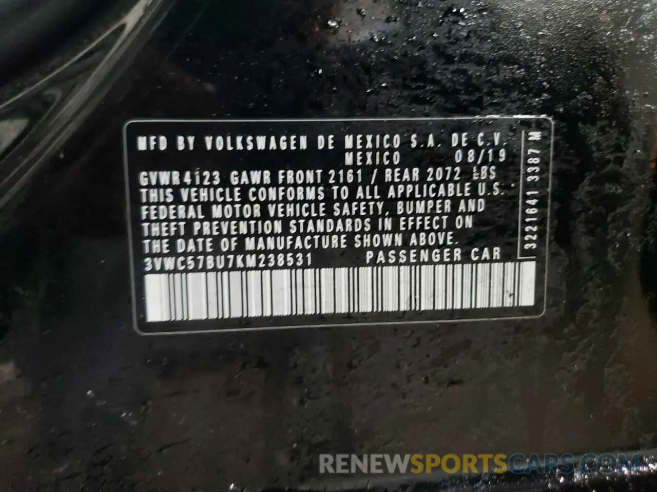 12 Photograph of a damaged car 3VWC57BU7KM238531 VOLKSWAGEN JETTA 2019