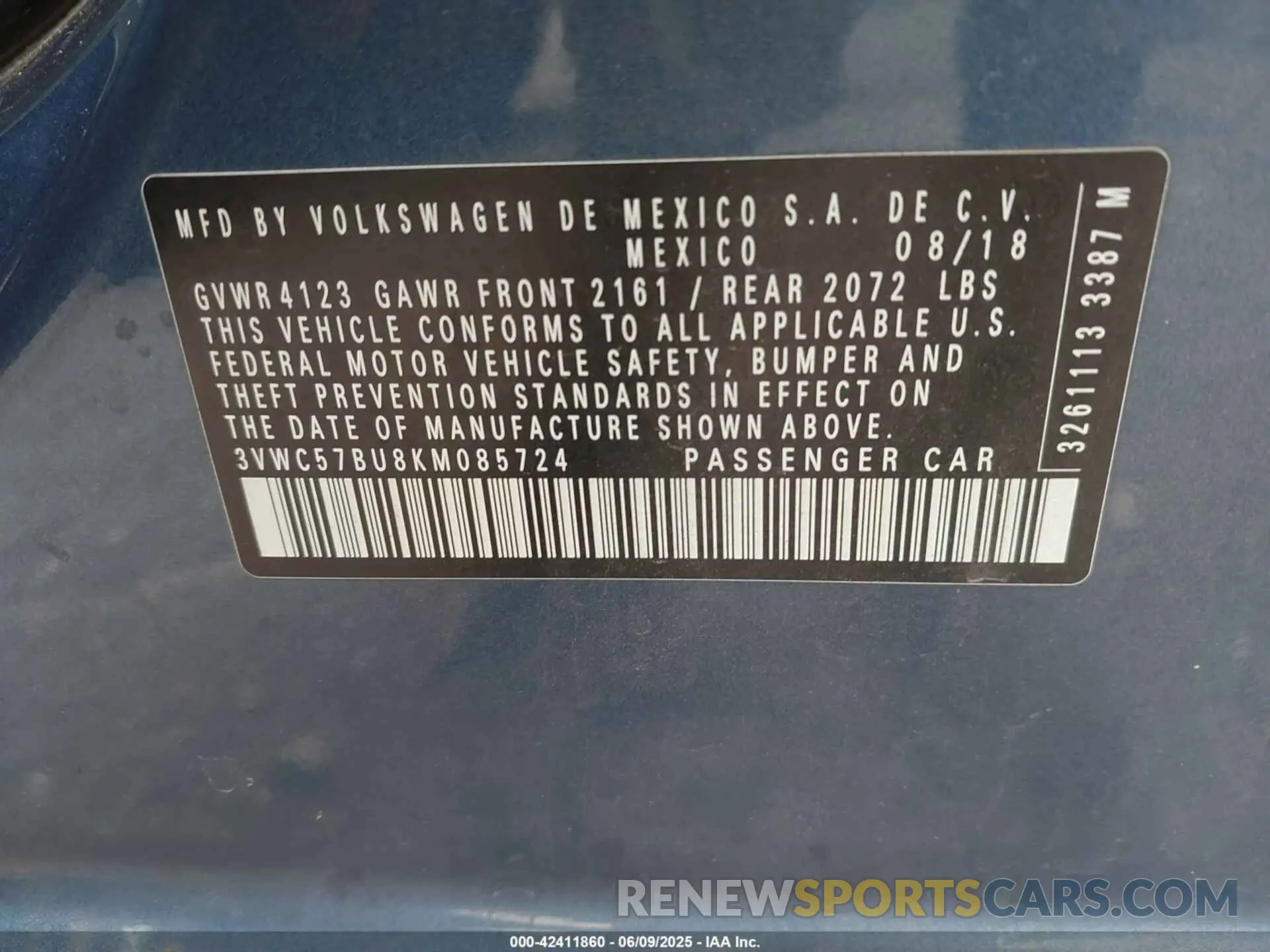 9 Photograph of a damaged car 3VWC57BU8KM085724 VOLKSWAGEN JETTA 2019