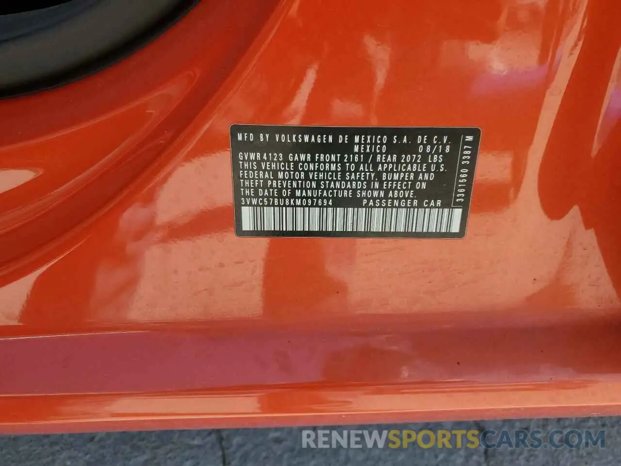 13 Photograph of a damaged car 3VWC57BU8KM097694 VOLKSWAGEN JETTA 2019