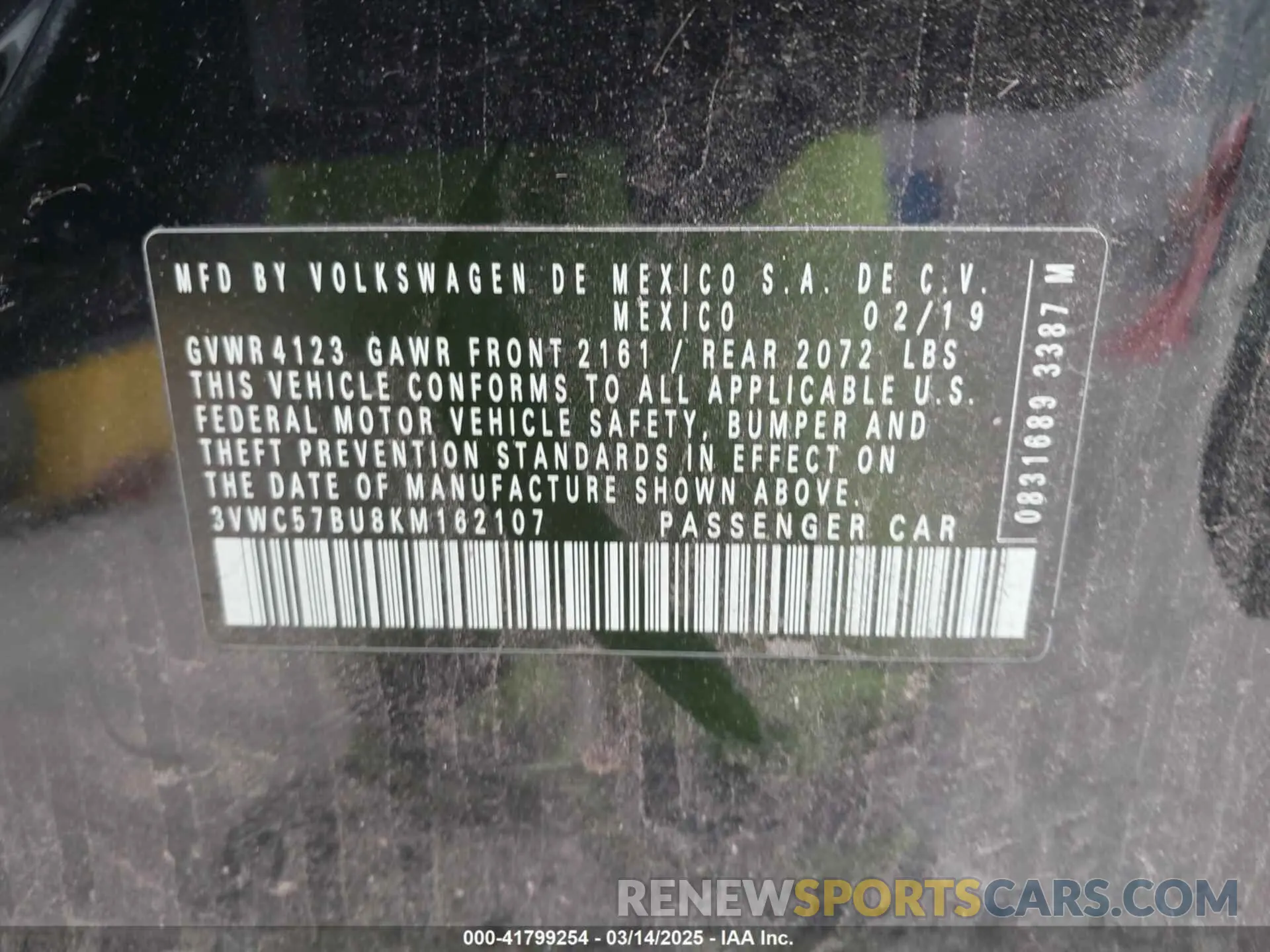 9 Photograph of a damaged car 3VWC57BU8KM162107 VOLKSWAGEN JETTA 2019