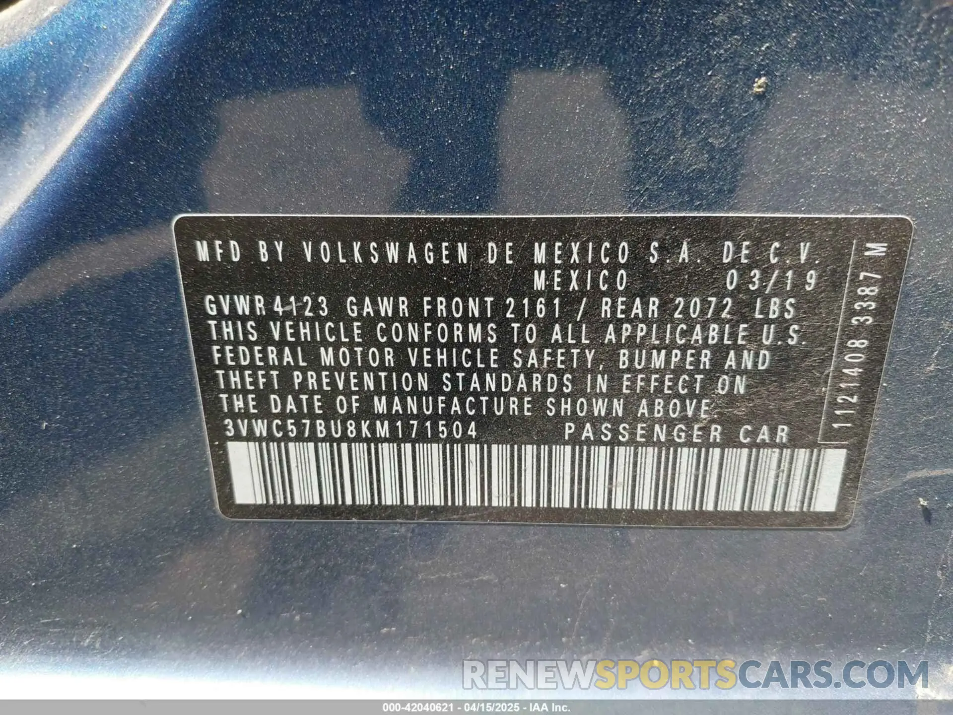 9 Photograph of a damaged car 3VWC57BU8KM171504 VOLKSWAGEN JETTA 2019