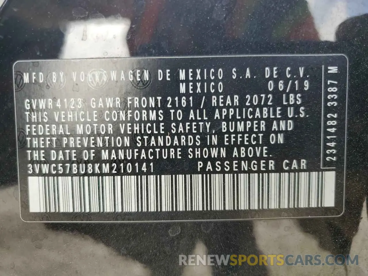 15 Photograph of a damaged car 3VWC57BU8KM210141 VOLKSWAGEN JETTA 2019