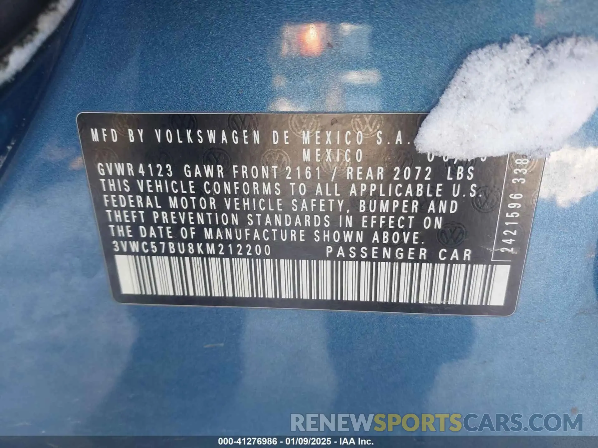 9 Photograph of a damaged car 3VWC57BU8KM212200 VOLKSWAGEN JETTA 2019