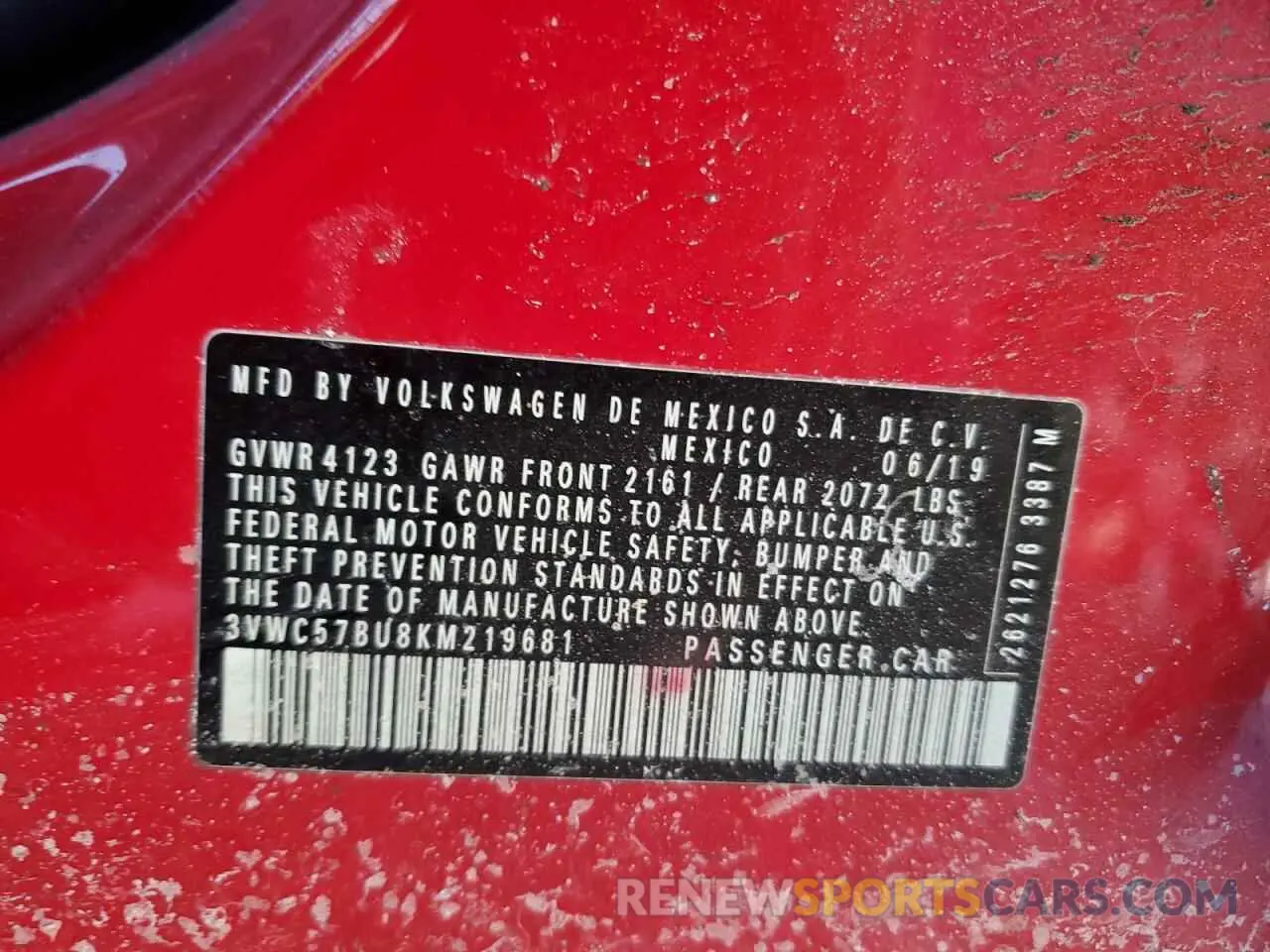 12 Photograph of a damaged car 3VWC57BU8KM219681 VOLKSWAGEN JETTA 2019