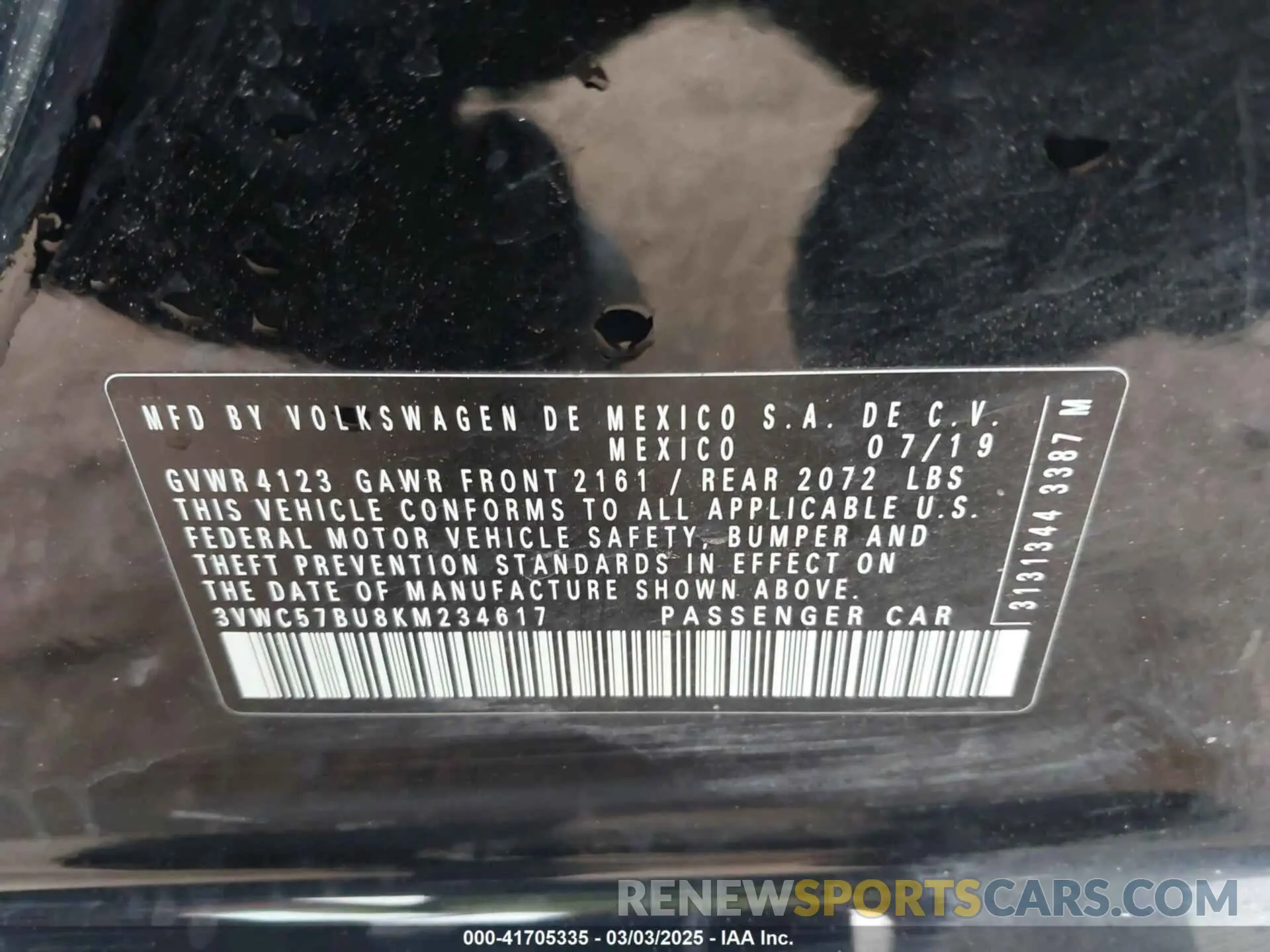 9 Photograph of a damaged car 3VWC57BU8KM234617 VOLKSWAGEN JETTA 2019