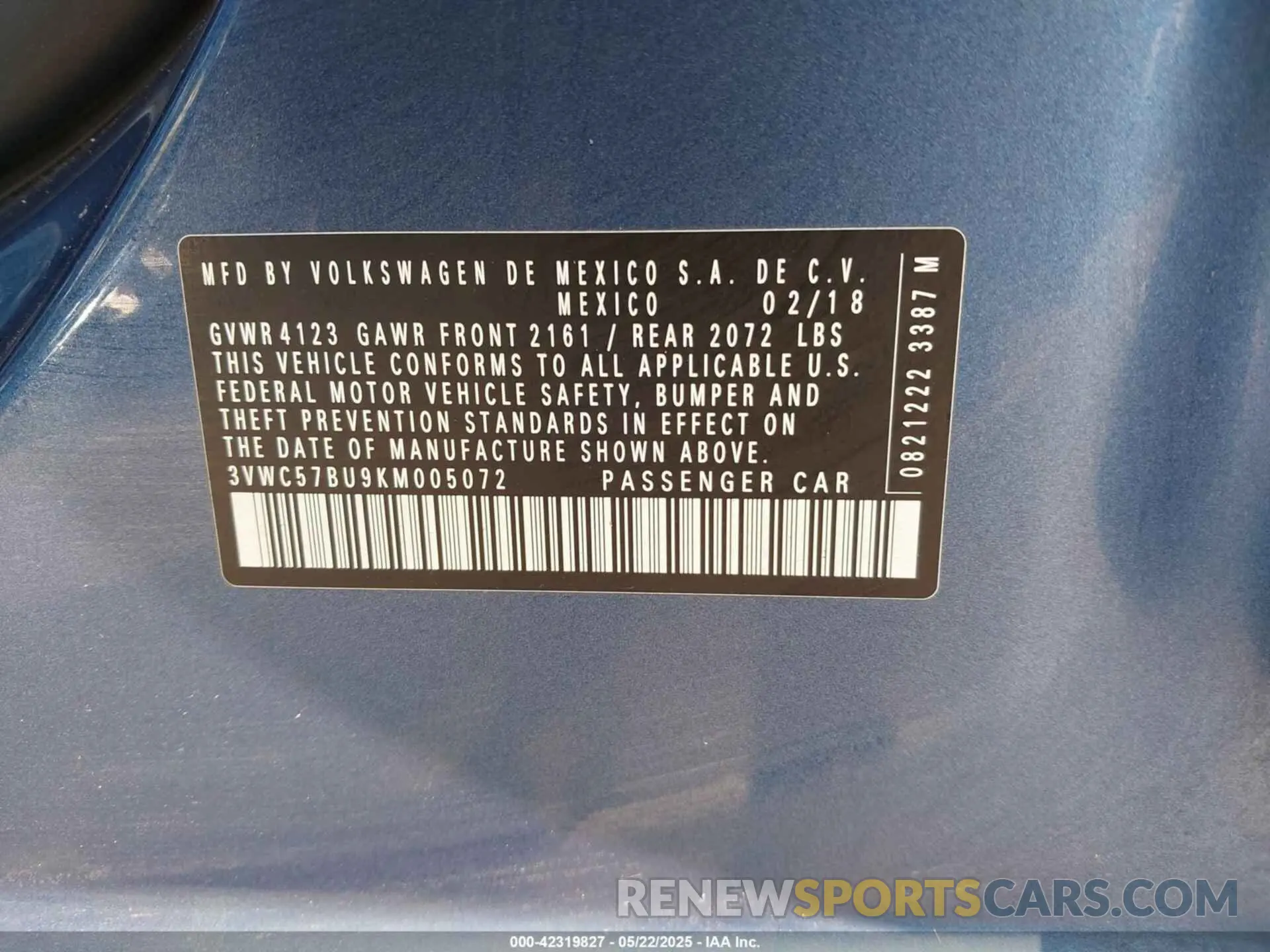 9 Photograph of a damaged car 3VWC57BU9KM005072 VOLKSWAGEN JETTA 2019