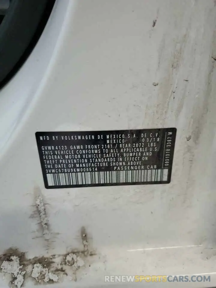 12 Photograph of a damaged car 3VWC57BU9KM006514 VOLKSWAGEN JETTA 2019