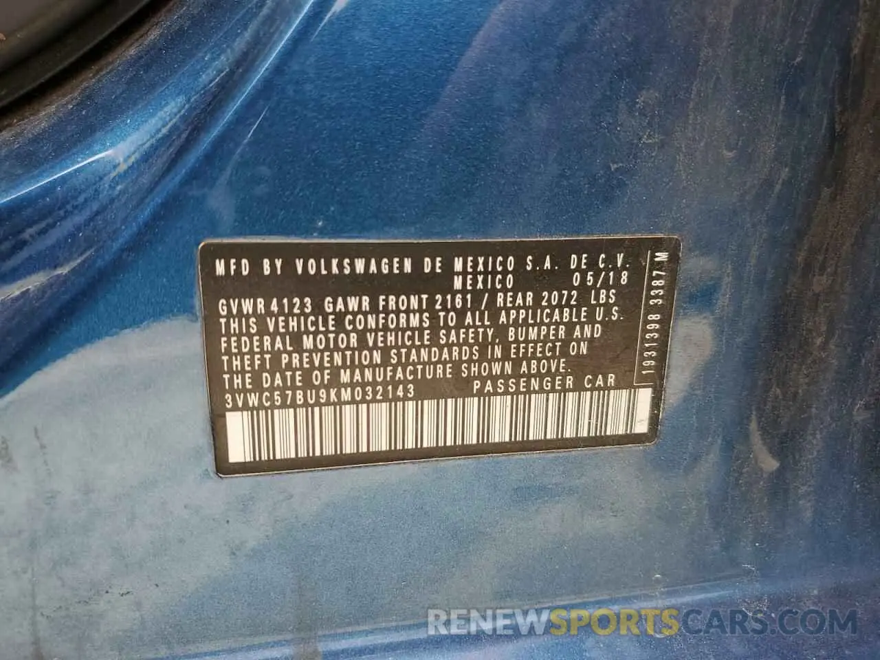 13 Photograph of a damaged car 3VWC57BU9KM032143 VOLKSWAGEN JETTA 2019