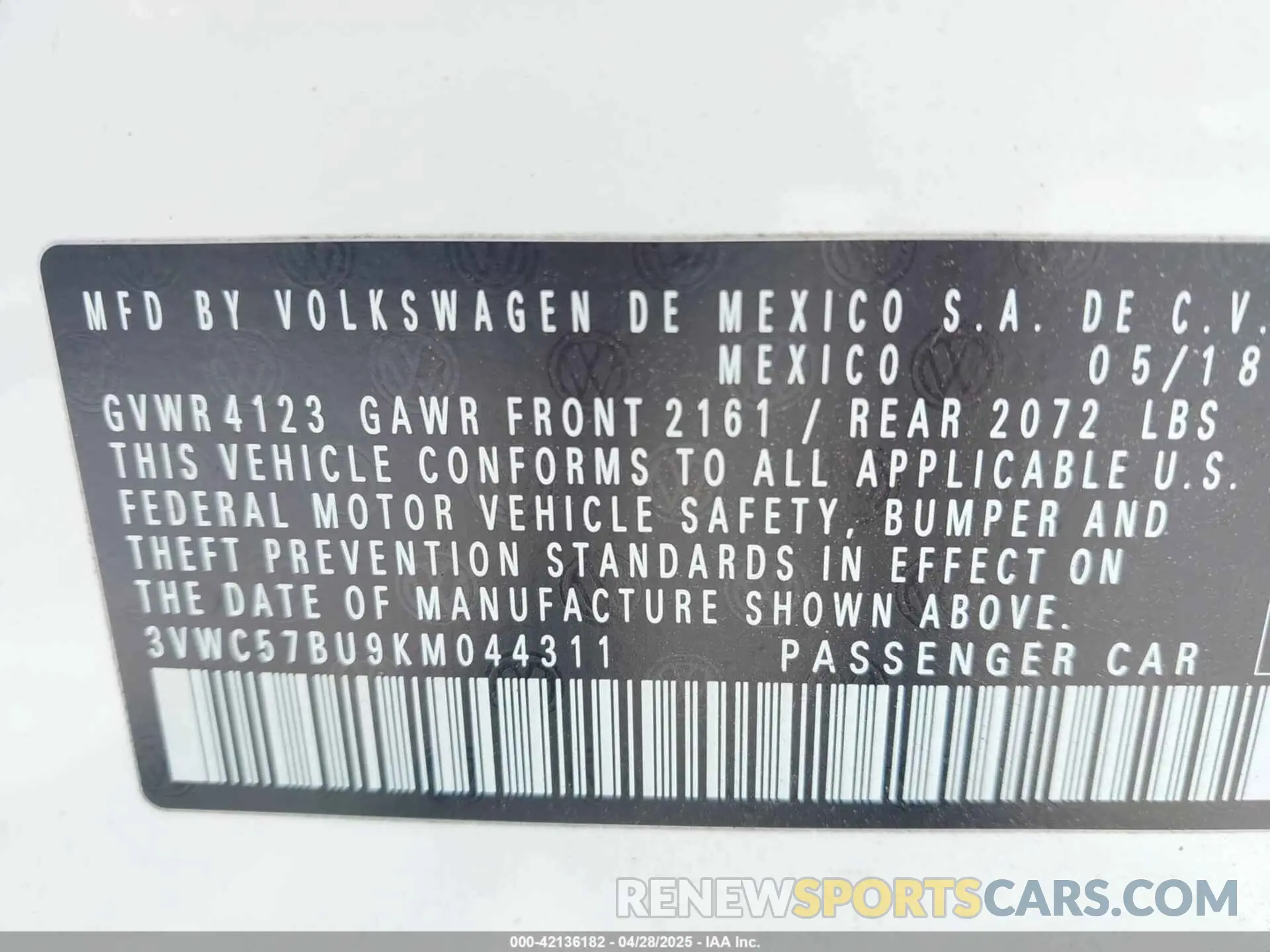 9 Photograph of a damaged car 3VWC57BU9KM044311 VOLKSWAGEN JETTA 2019