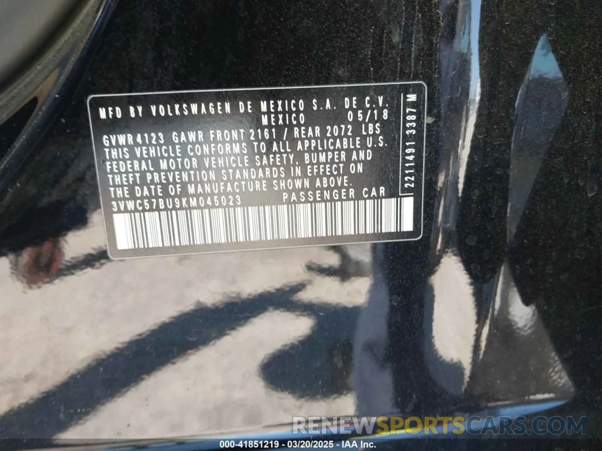 9 Photograph of a damaged car 3VWC57BU9KM045023 VOLKSWAGEN JETTA 2019
