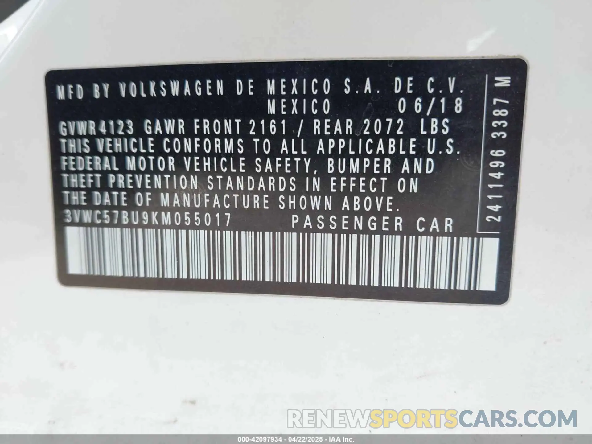 9 Photograph of a damaged car 3VWC57BU9KM055017 VOLKSWAGEN JETTA 2019