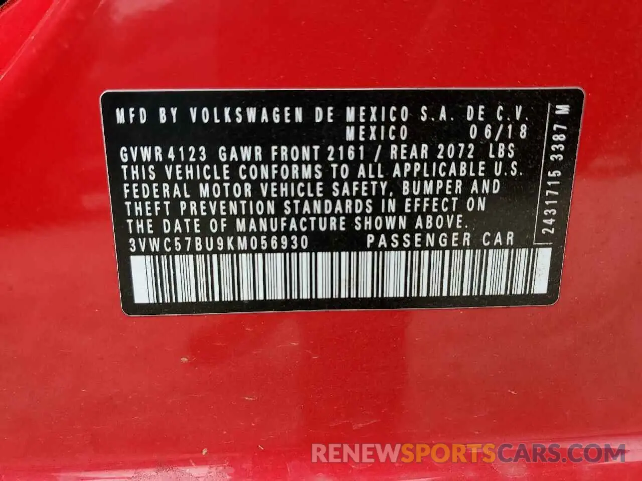 14 Photograph of a damaged car 3VWC57BU9KM056930 VOLKSWAGEN JETTA 2019