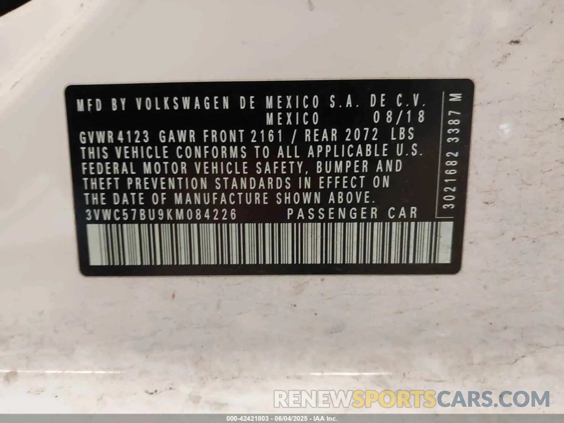 9 Photograph of a damaged car 3VWC57BU9KM084226 VOLKSWAGEN JETTA 2019