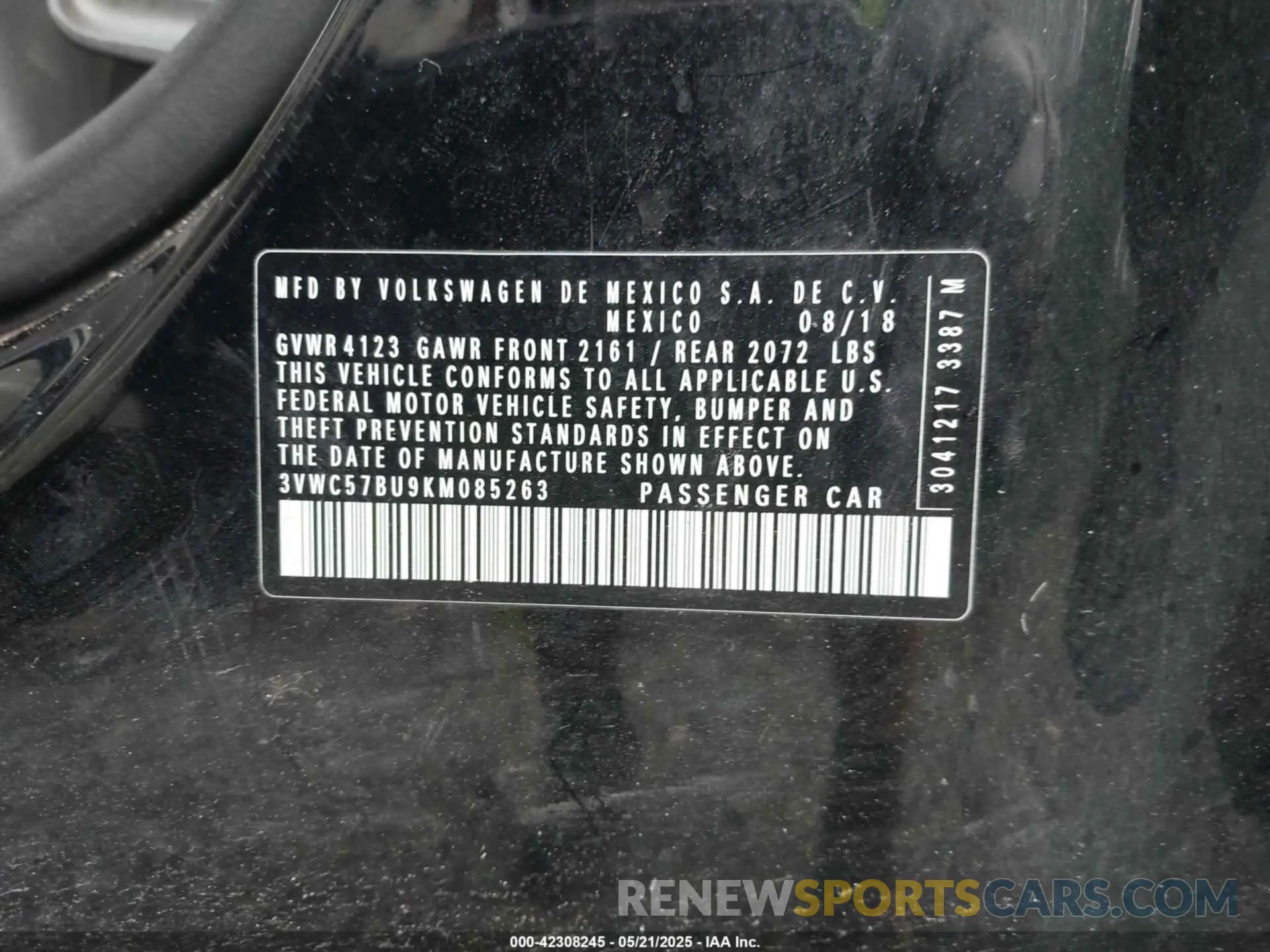 9 Photograph of a damaged car 3VWC57BU9KM085263 VOLKSWAGEN JETTA 2019