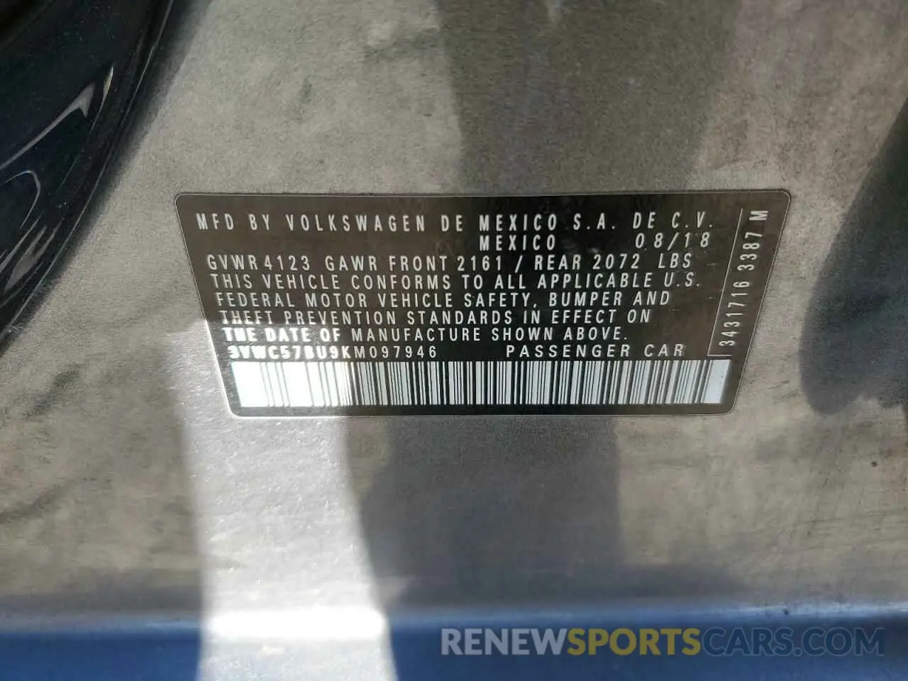 13 Photograph of a damaged car 3VWC57BU9KM097946 VOLKSWAGEN JETTA 2019
