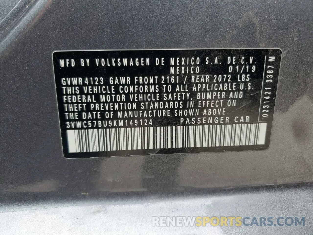 13 Photograph of a damaged car 3VWC57BU9KM149124 VOLKSWAGEN JETTA 2019