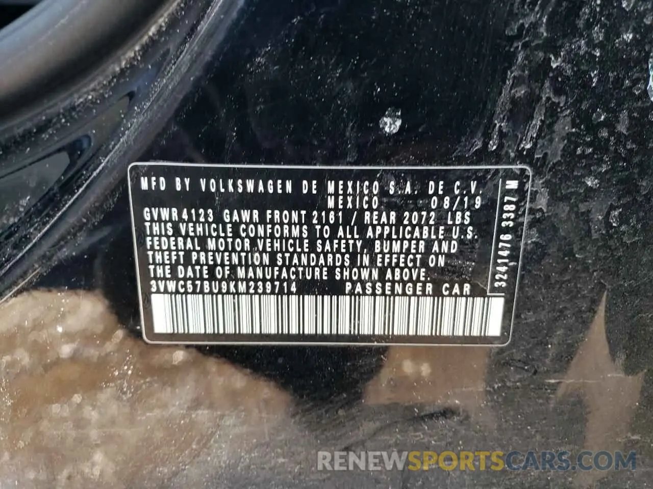 12 Photograph of a damaged car 3VWC57BU9KM239714 VOLKSWAGEN JETTA 2019