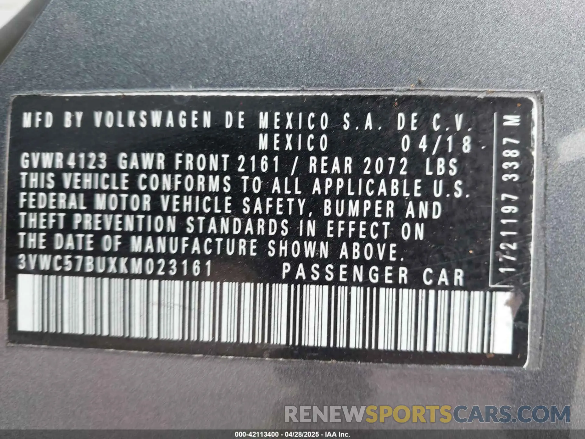 9 Photograph of a damaged car 3VWC57BUXKM023161 VOLKSWAGEN JETTA 2019