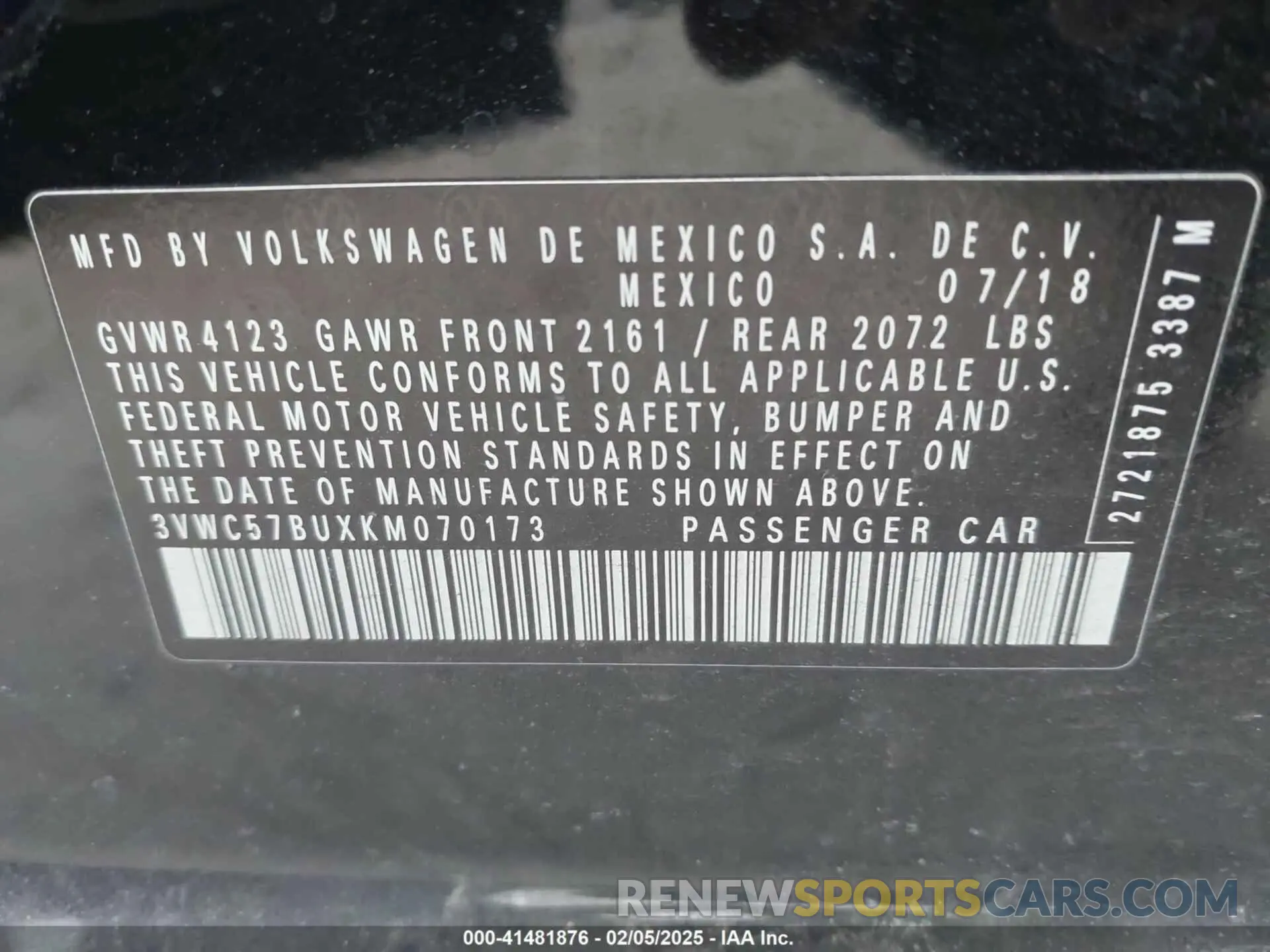 9 Photograph of a damaged car 3VWC57BUXKM070173 VOLKSWAGEN JETTA 2019