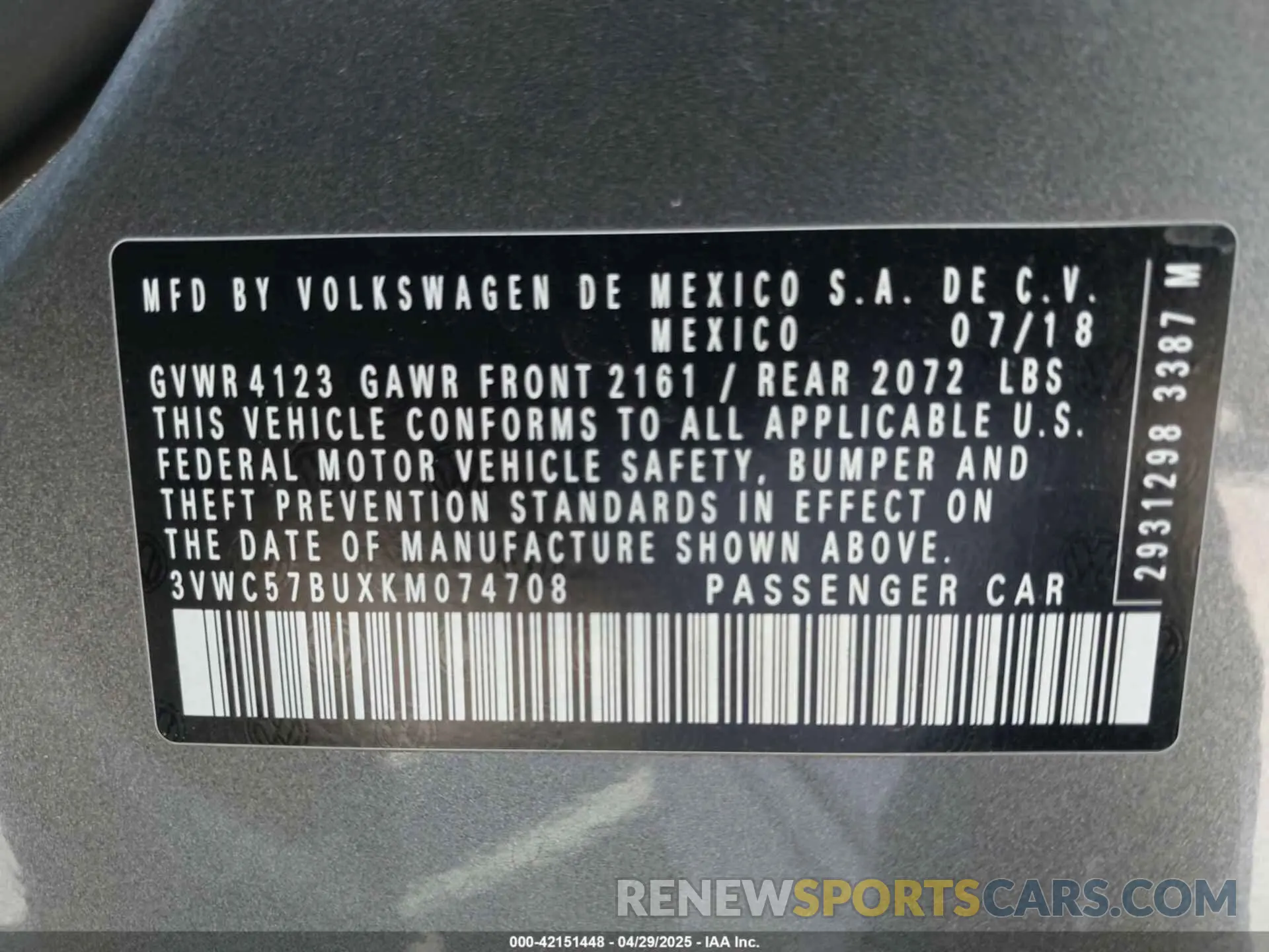 9 Photograph of a damaged car 3VWC57BUXKM074708 VOLKSWAGEN JETTA 2019