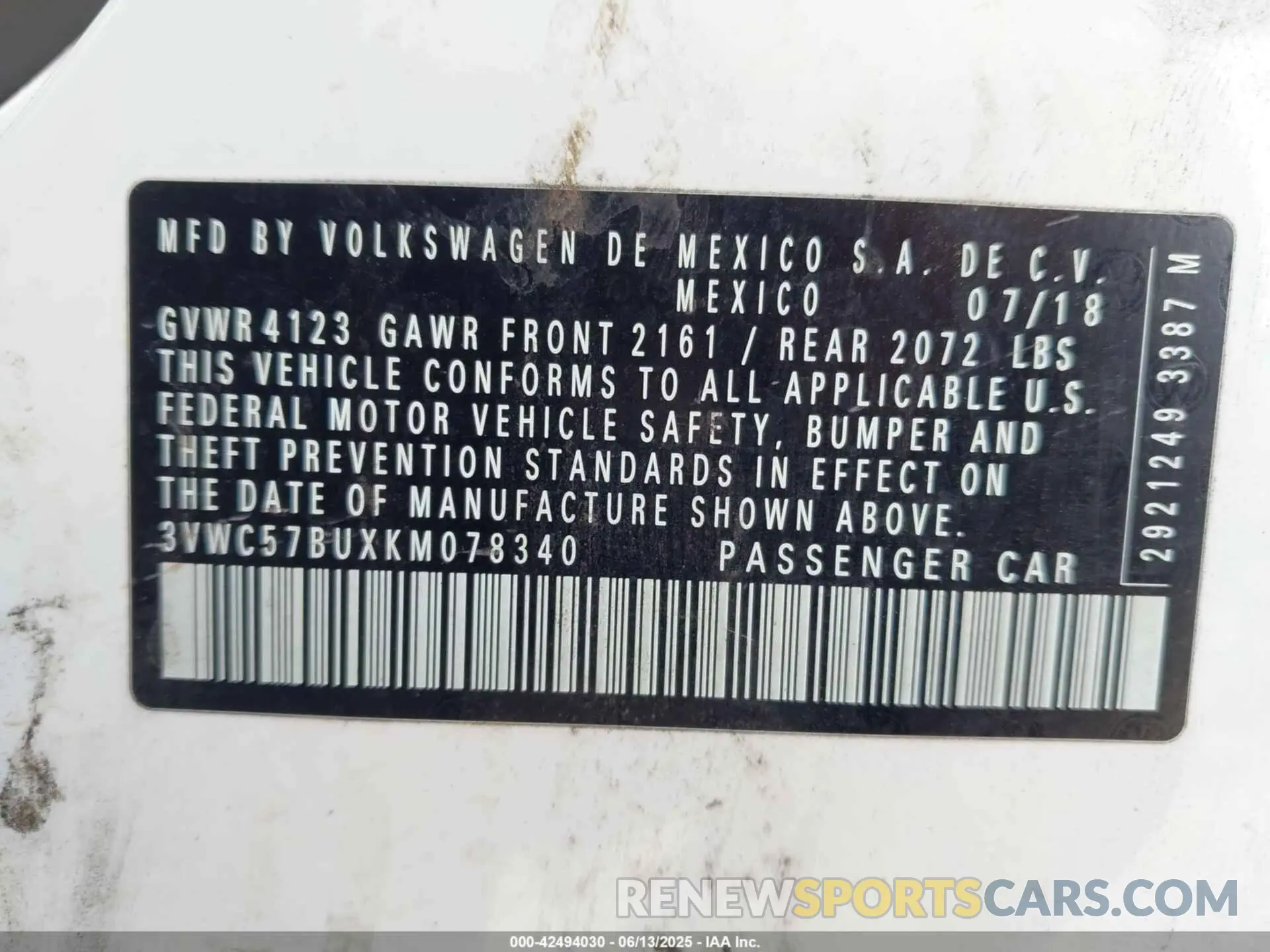 9 Photograph of a damaged car 3VWC57BUXKM078340 VOLKSWAGEN JETTA 2019