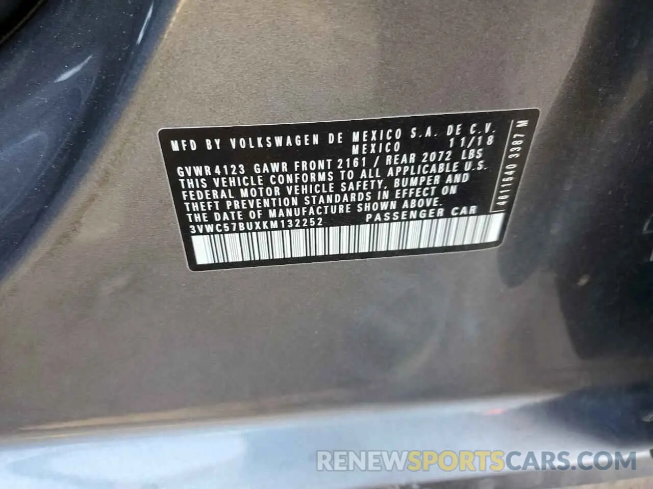 12 Photograph of a damaged car 3VWC57BUXKM132252 VOLKSWAGEN JETTA 2019