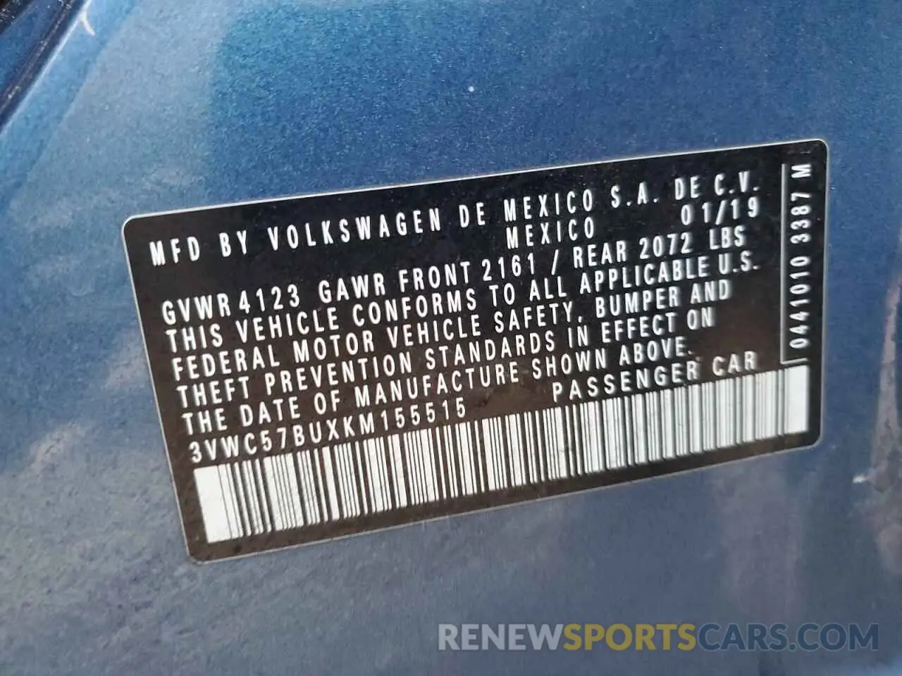 13 Photograph of a damaged car 3VWC57BUXKM155515 VOLKSWAGEN JETTA 2019