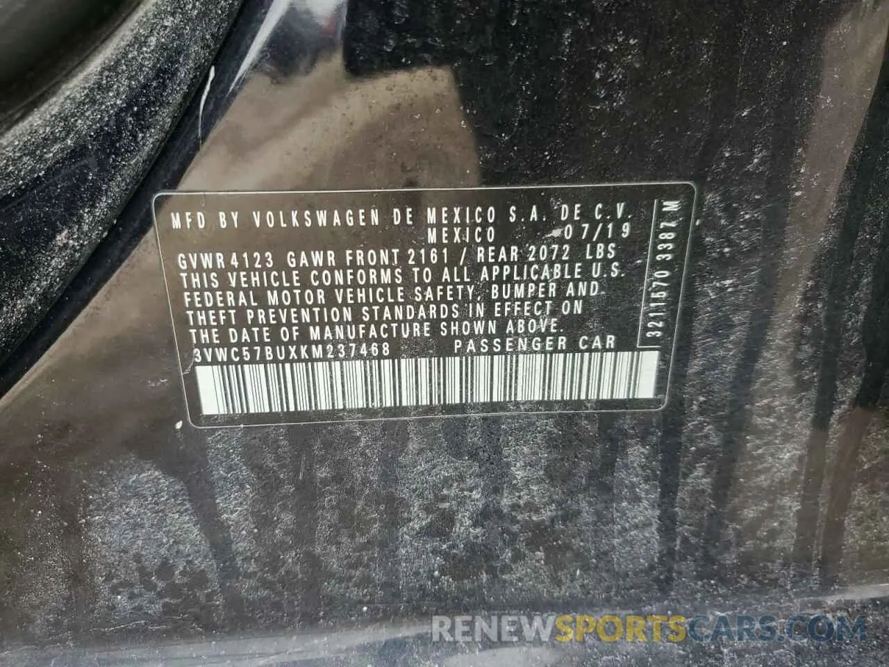 12 Photograph of a damaged car 3VWC57BUXKM237468 VOLKSWAGEN JETTA 2019