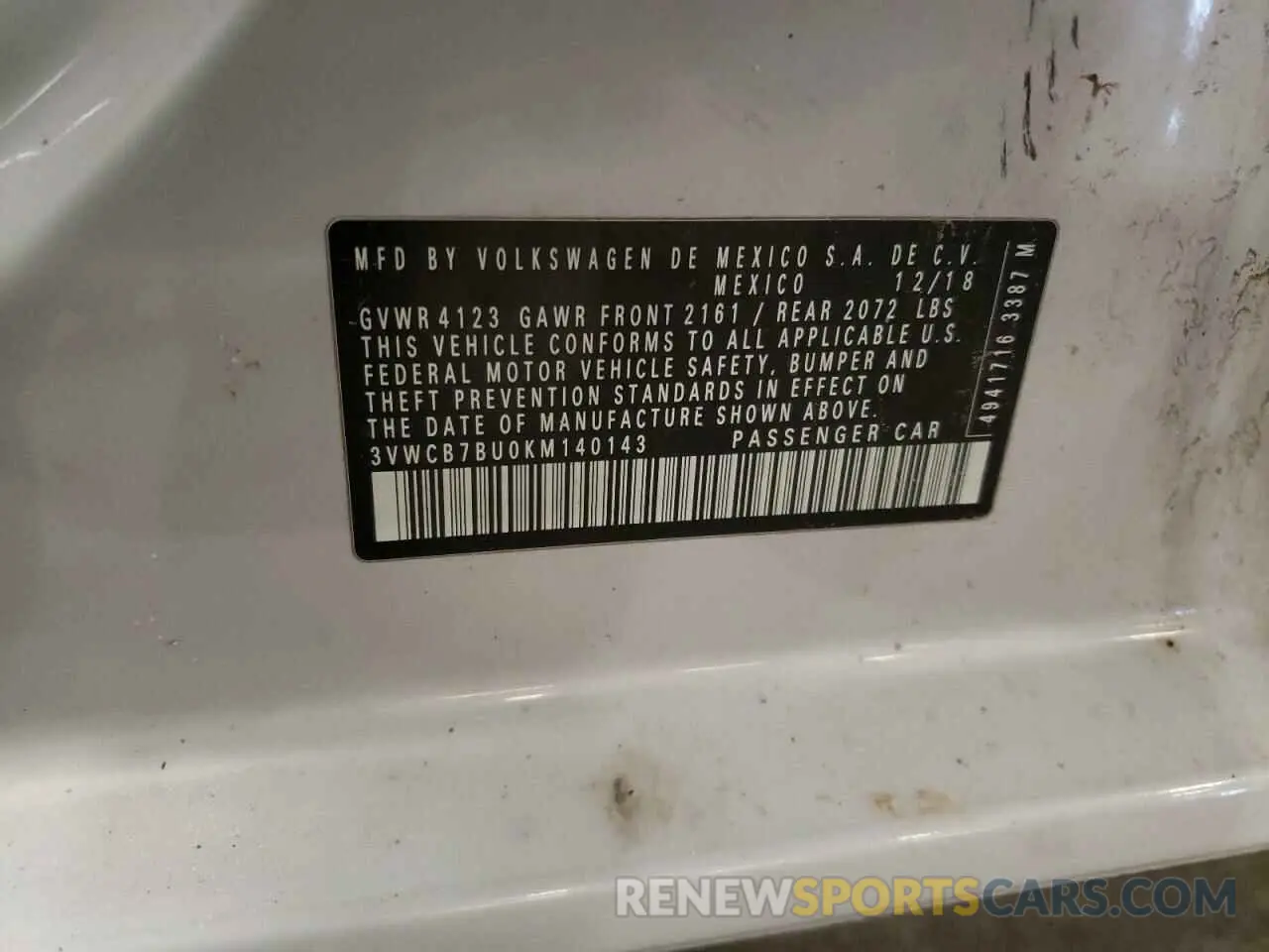 15 Photograph of a damaged car 3VWCB7BU0KM140143 VOLKSWAGEN JETTA 2019