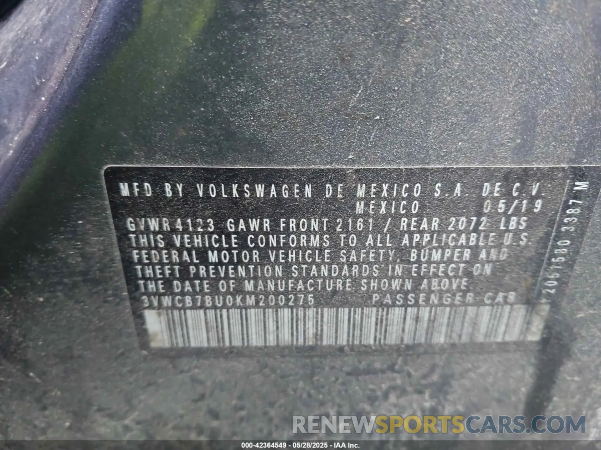 9 Photograph of a damaged car 3VWCB7BU0KM200275 VOLKSWAGEN JETTA 2019