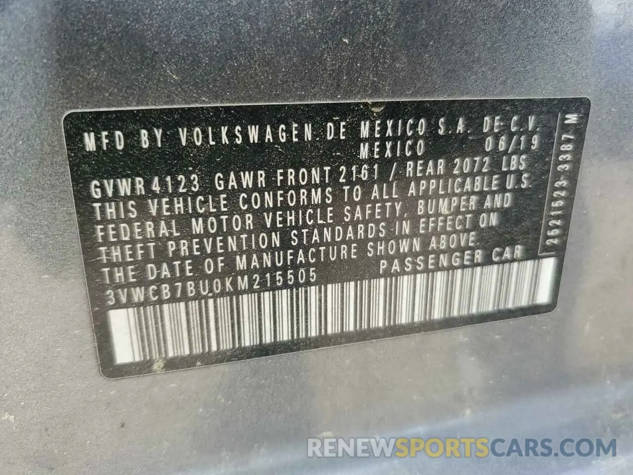14 Photograph of a damaged car 3VWCB7BU0KM215505 VOLKSWAGEN JETTA 2019