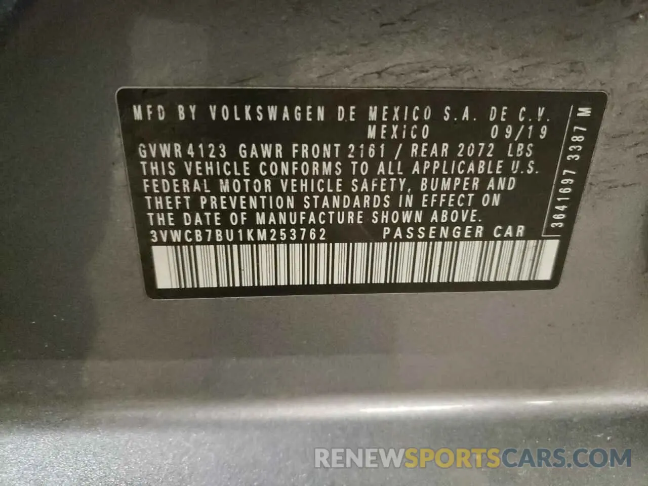 12 Photograph of a damaged car 3VWCB7BU1KM253762 VOLKSWAGEN JETTA 2019