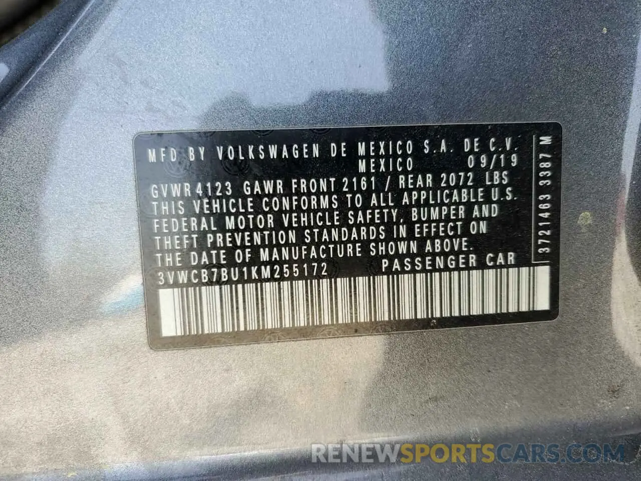 12 Photograph of a damaged car 3VWCB7BU1KM255172 VOLKSWAGEN JETTA 2019