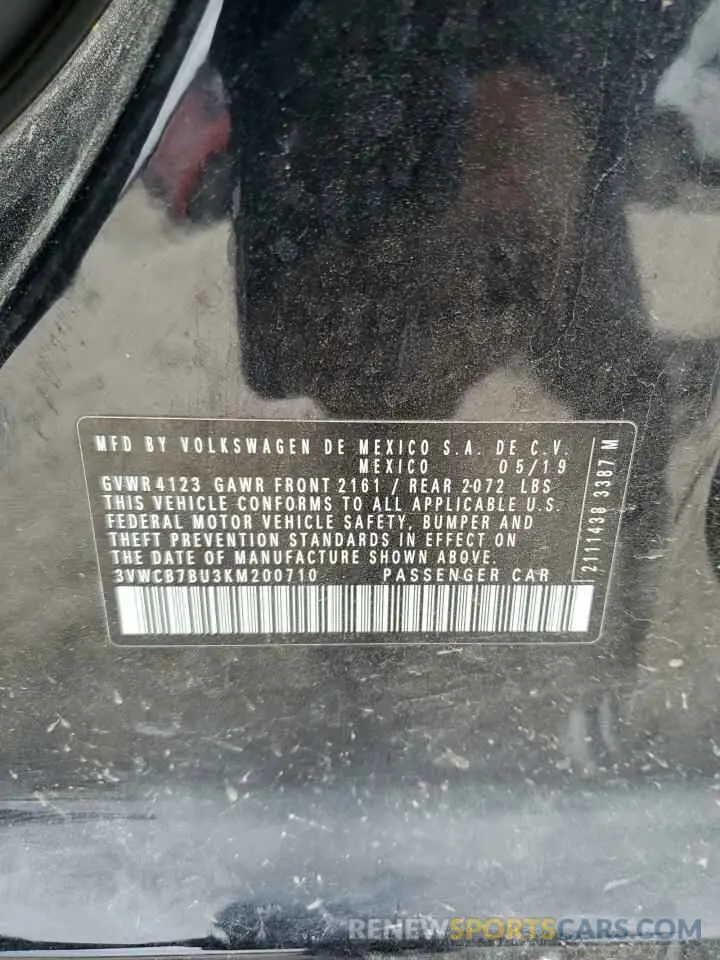 15 Photograph of a damaged car 3VWCB7BU3KM200710 VOLKSWAGEN JETTA 2019